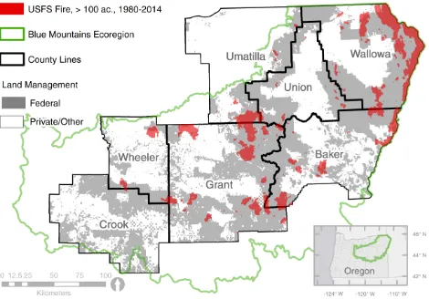 Figure 1: Map of the seven northeast Oregon counties surveyed in 2014  