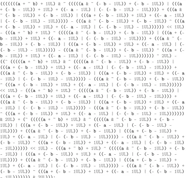 Figure 2.6: Example of MBA expression written in C generated using Tigress’s En-codeArithmetic transformation