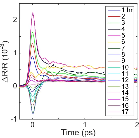 Figure 3.2:Time dependent pump probe reﬂectivity transients fromSr2Ir1−xRhxO4 (x = 0.11) at 140 K