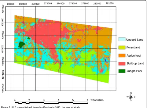 Figure 5 LULC map obtained from classification in 2013, the area of study.