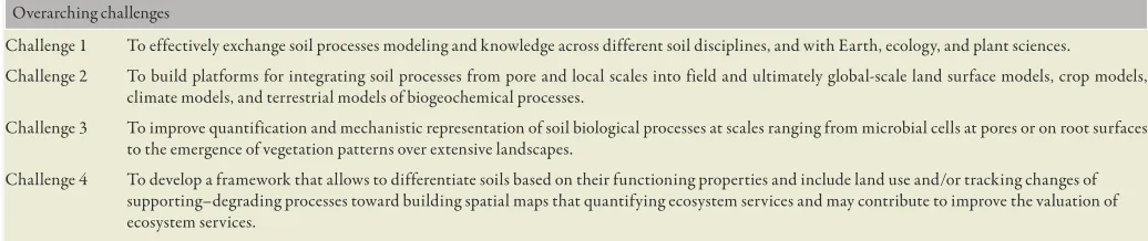 Table 5. Overarching challenges to modeling soil processes.