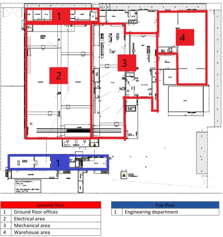 Figure 5. Floor plan with legend as provided by Universal Corrugated B.V. 