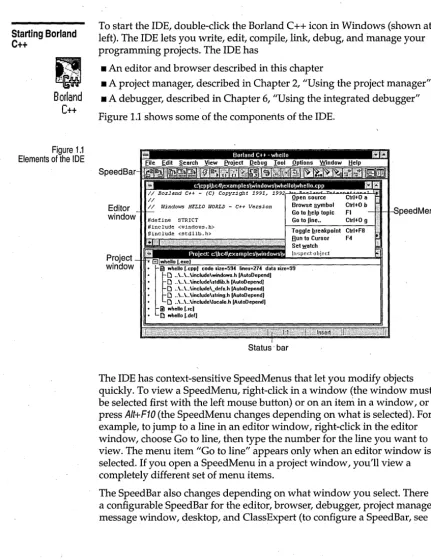 Figure 1.1 shows some of the components of the IDE. 
