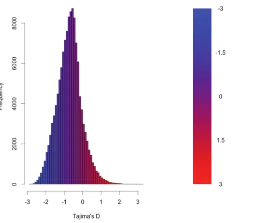 Figure 2 The distribution of Tajima’s D for all putative transcripts.