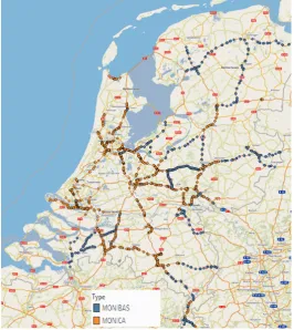 Figure 4.1: MoniCa and MoniBas locations where the data is divided into vehicle classes.