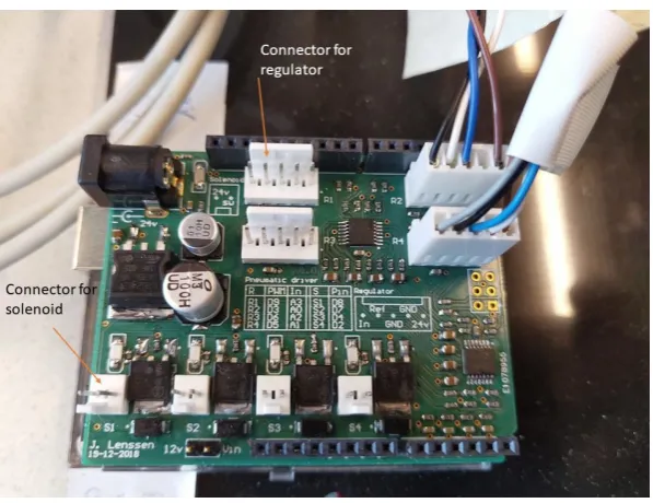 Figure 2.5: The Arduino shield, with two regulators connected