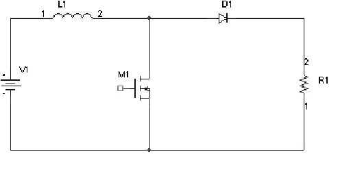 Fig 2. Boost converter of Vo=Vin/(1-D) where D is the duty ratio. It is defined as the ratio of on time to the total time period