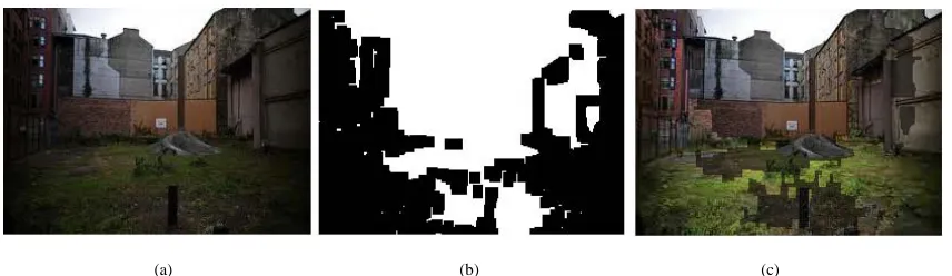 Fig. 2. (a) Original image (b) Shadow in image (c) Shadow enhanced image. 