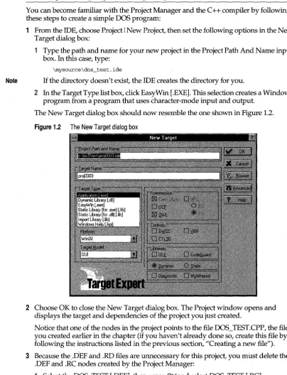 Figure 1.2 The New Target dialog box 