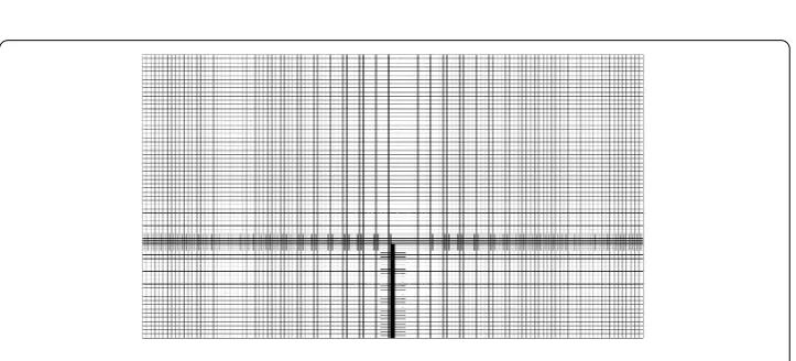 Figure 1 Domain of the rolling tank case: the part of the domain marked with dashed red lines isﬁlled with oil, the rest is ﬁlled with air