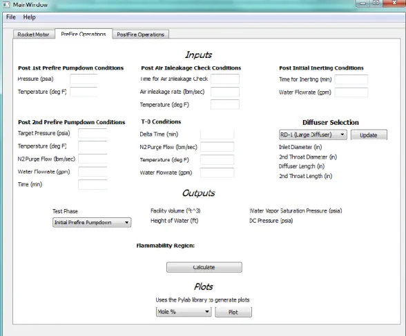 Figure 6. Screenshot of the Prefire Operations Tab 