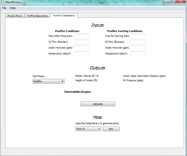 Figure 7. Screenshot of the Postfire Operations Tab