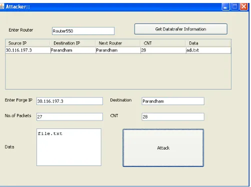 Fig 11 is the attacker window by which  he performs the attack on the Router550.