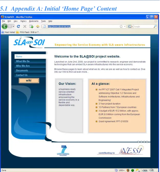 Figure 3: Initial 'Home Page' Content