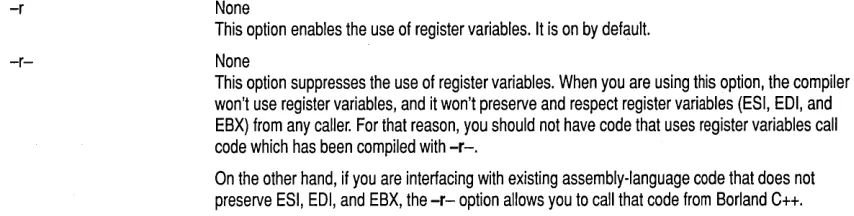 Table A.1: Optimization options summary (continued) 