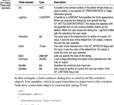 Table 8.4 common dialog 