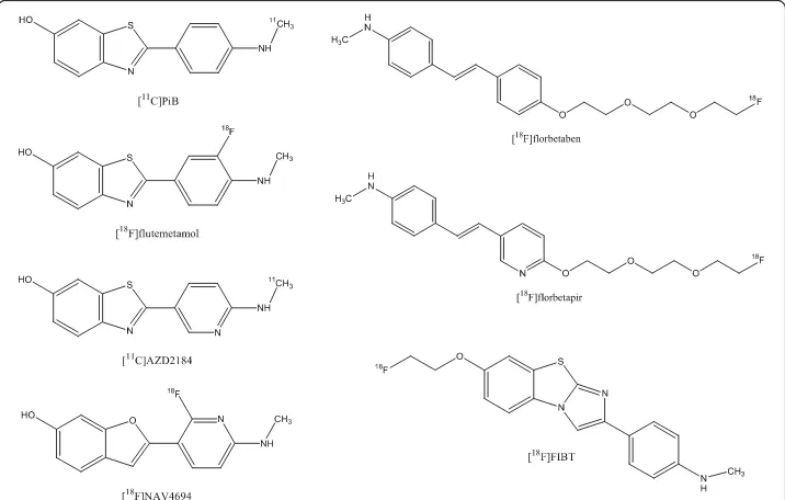 Fig. 7 Chemical structures of the β-amyloid targeting PET radioligands