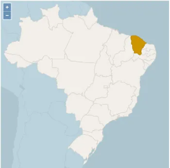 Figure 1 - Map of Brazil and the localization of Ceará (IBGE, 2019). 