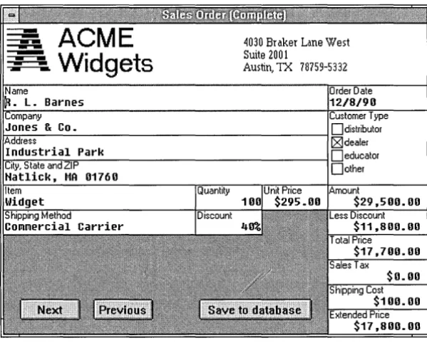 Figure 1.1 Sales Order form in the 
