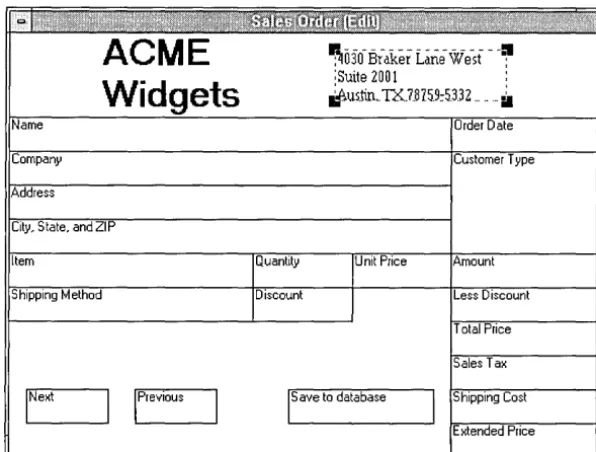 Figure 3.7 Order form with 