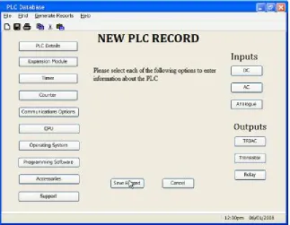 Fig. 9. Configuration for New Record 