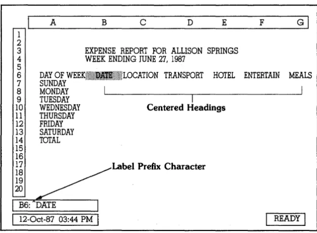 Figure 5.6: The Spreadsheet After Changing Label Alignment 