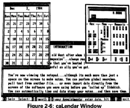 Figure 2-6: calendar Window 
