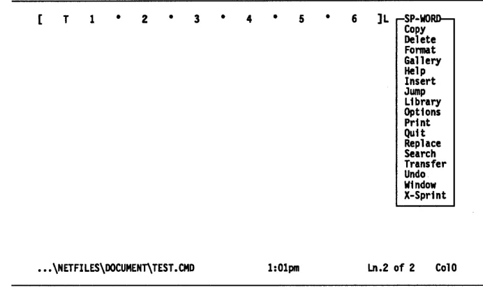 Figure 3.1: The MSWord Ul's Main Menu 