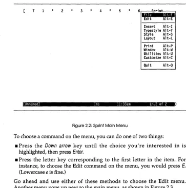 Figure 2.2: Sprint Main Menu 