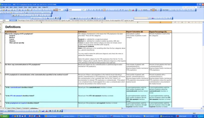 Figure 12: Definitions screen 