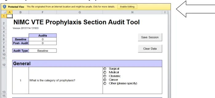 Figure 4: Data Sheets available in the Audit and Reporting Tool 