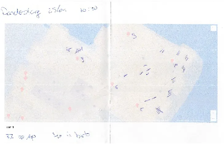 Figure 5.6 The first counting try. Map drawn by hand 
