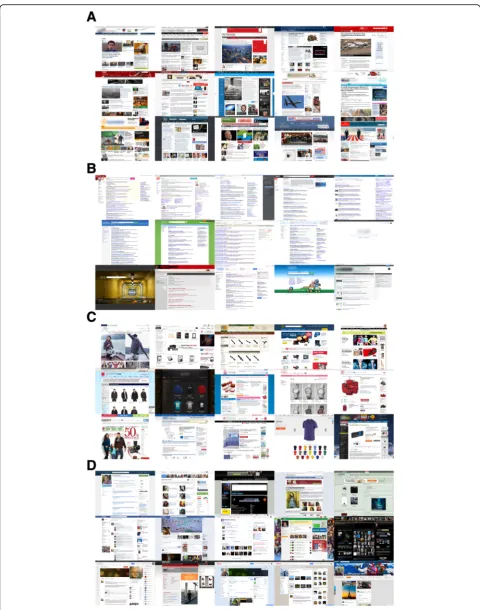 Fig. 1 Examples of the website stimuli used in Experiment 1. a News. b Search. c Shopping
