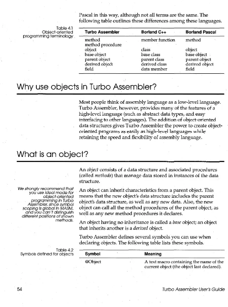 Table 4.1 Object-oriented 