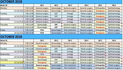 Figure 2-5 Example OR session planning HOH October 2018 