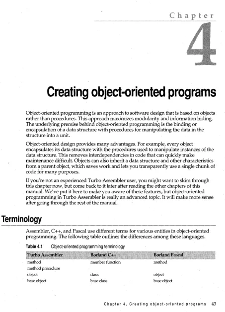 Table 4.1 Object-oriented programming terminology 