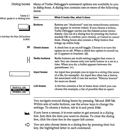 Table 2.1 dialog box 