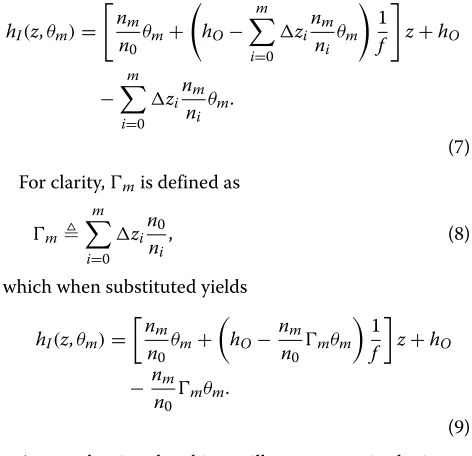 Fig. 1 Ray tracing diagram for focal plane model with m changes in index of refraction