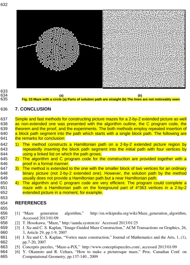Fig. 23 Maze with a circle (a) Parts of solution path are straight (b) The lines are not noticeably seen