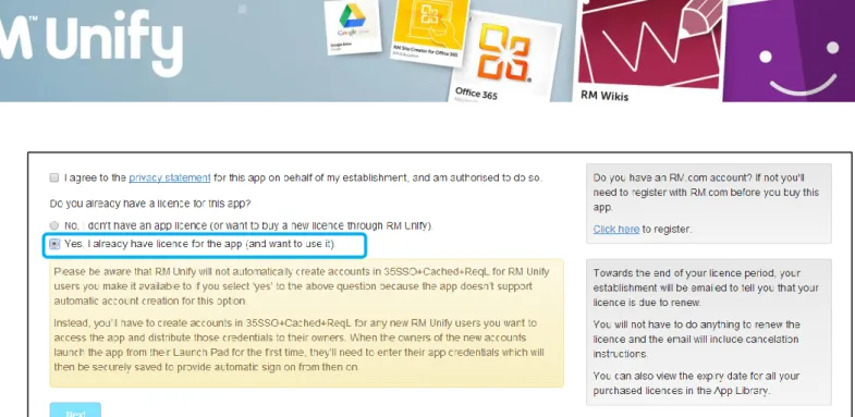 Fig 1.3: A new option will be presented to you when installing an app which supports the cached  credentials user matching feature 
