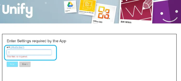 Fig 1.5: Enter the URL for the app login page in the empty field. 