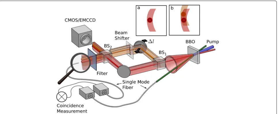 Fig. 2 Experimental setup: For parametric down conversion a 2 mm long BBO crystal was used