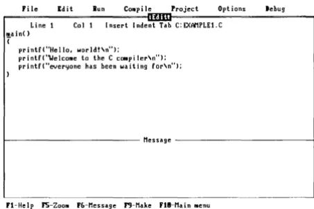 Figure 2.1: Turbo C's Main Screen 
