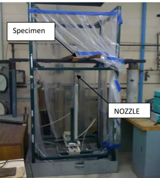 Figure  4.1.  At  the  top  of  the  setup  is  an  exhaust  fan  that  discharges  the  soot  and  smoke  from  flame safely to the outside of the laboratory
