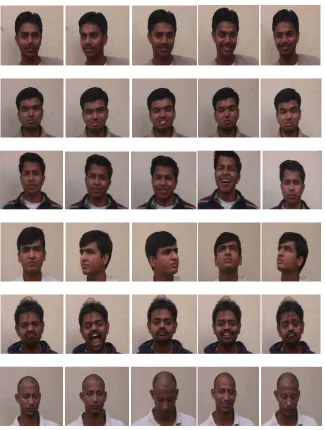Fig. 2: Some Faces ( 30 different images of 6 persons) from the database for training 