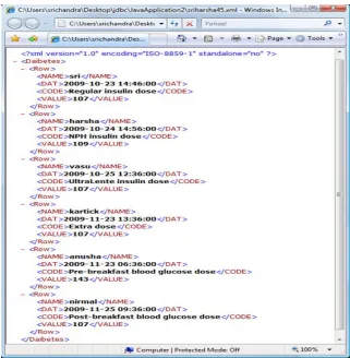 Figure 4. XML source of retrieved patient data 