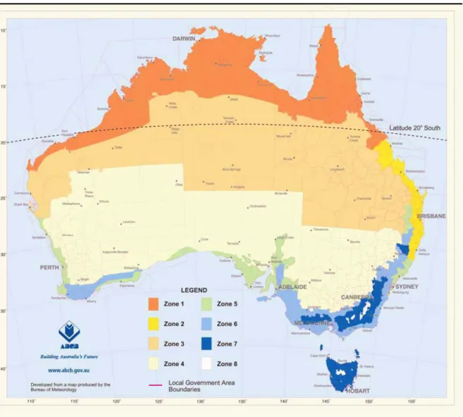 Figure 1.  The 8 climatic zones of Australia  