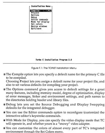 Figure F.l: The TCINST Installation Menu 