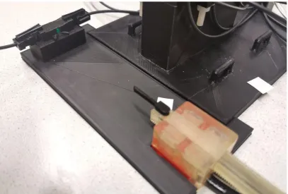 Figure 23: 3D model of an attachable obstruction stick for the Pneumatic motor (left) and an endstop floor (right)