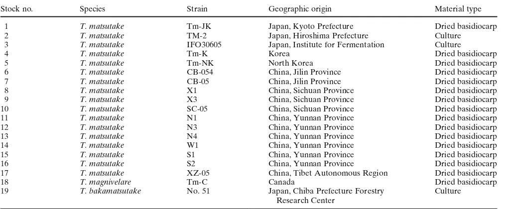 Table 1. Tricholoma strains used in this study